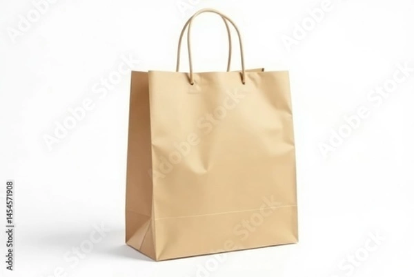 Fototapeta Empty brown paper shopping bag, isolated on white background , brown, commerce, object