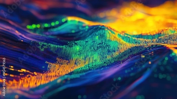 Fototapeta Abstract landscape with luminous, flowing lines