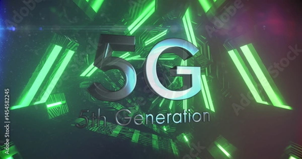 Obraz Image of 5g text over digital tunnel