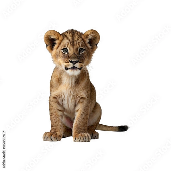 Fototapeta Lion cub isolated on a transparent background generative AI