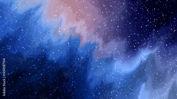 Obraz Abstract cosmic watercolor painting in deep blue and pink tones  