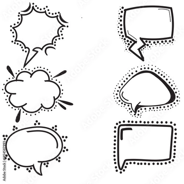 Obraz empty comic speech bubbles Collection. Hand drawn 
comic speech bubbles retro cartoon stickers