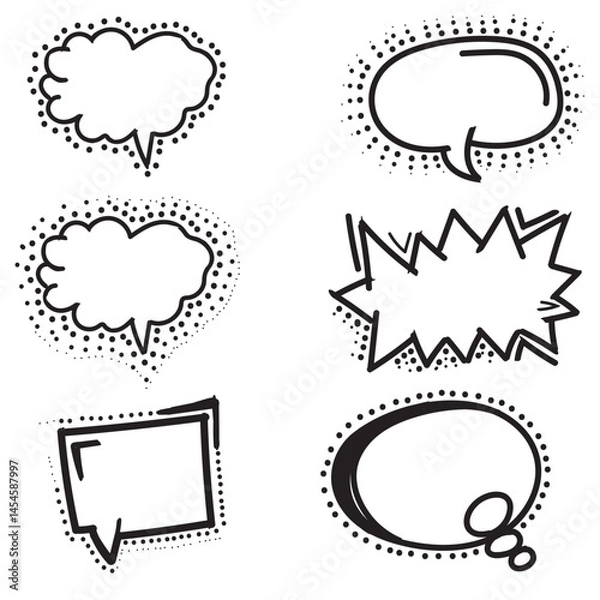 Obraz empty comic speech bubbles Collection. Hand drawn 
comic speech bubbles retro cartoon stickers