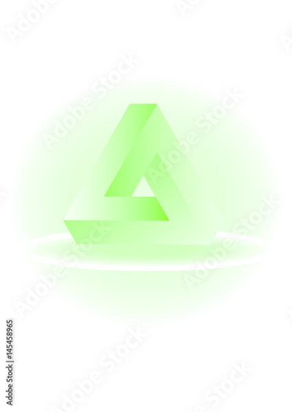 Fototapeta Dreieck, 3D in grün mit Schatten
