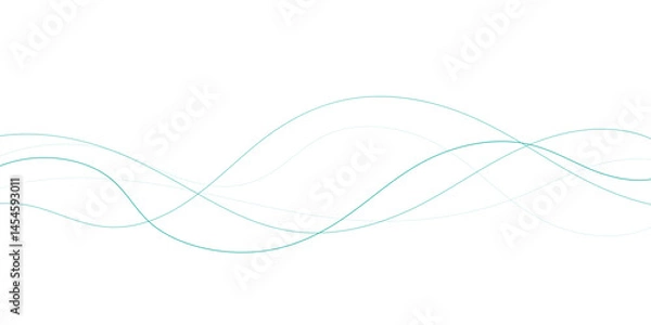 Fototapeta A smooth, elegant design featuring overlapping teal lines creating a wave-like pattern against a clean white backdrop.