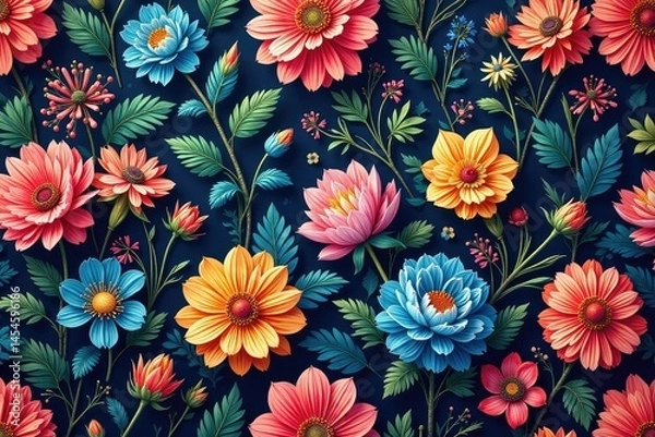 Obraz Intricate, flowing floral design; continuous pattern , vines, light