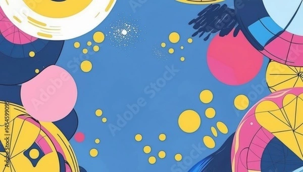 Fototapeta Abstract Circular Pattern Featuring Vibrant Digital Elements, Representing Modern Innovations And Connectivity In Digital Projects.​	
