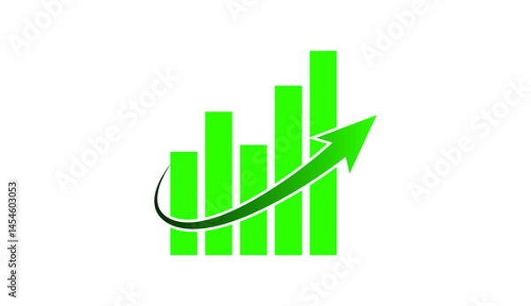Obraz illustration of business graph bar with arrow. up and down business chart on transparent background.