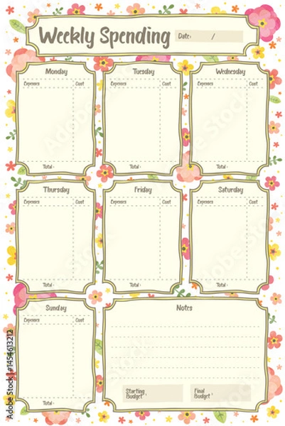 Obraz Back to school daily weekly monthly planner with floral flower background list memo notes tracker