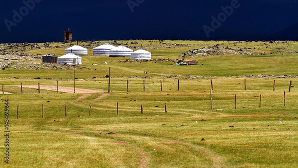 Fototapeta Mongolian Yurt and Camp of nomadic people	