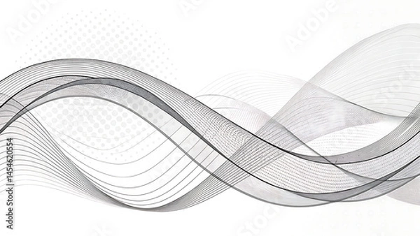 Fototapeta Minimalistic Abstract Wave Background in Grayscale – Flowing Line Art for Modern Design

