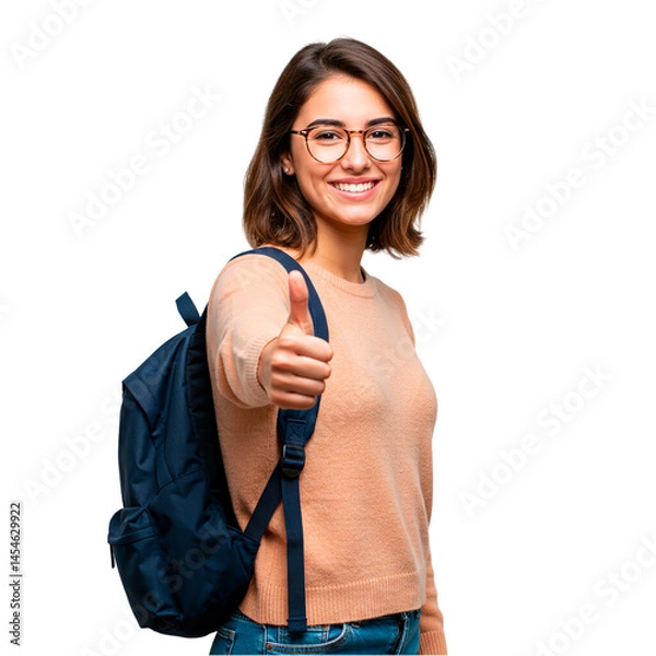 Obraz Smiling student with thumbs up 