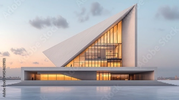 Fototapeta Modern architectural building at dawn