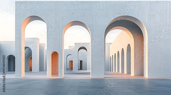 Fototapeta Modern arches, light, minimalist architecture