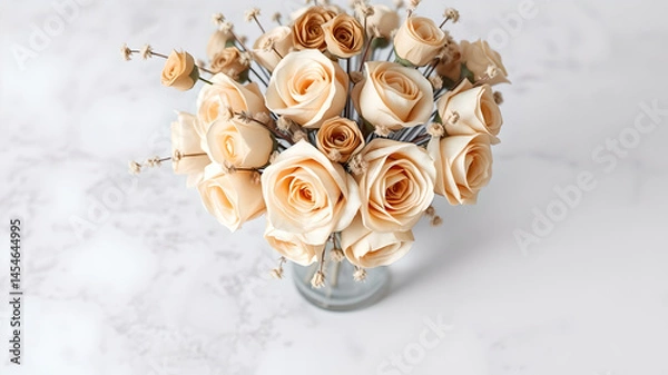 Fototapeta bouquet of dried roses on a gray background