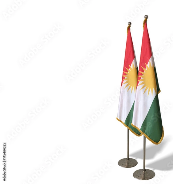 Obraz Kurdistan flag on floor stand 2 flags