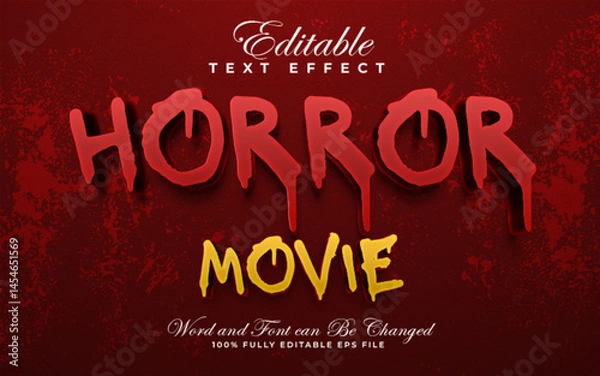 Fototapeta Horror Movie editable text effect in scary style