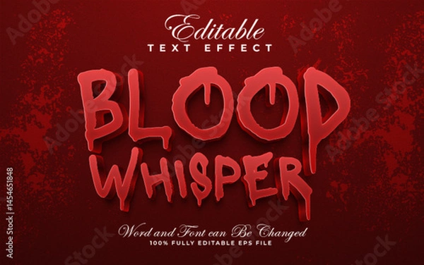 Fototapeta Blood Whisper editable text effect in scary style