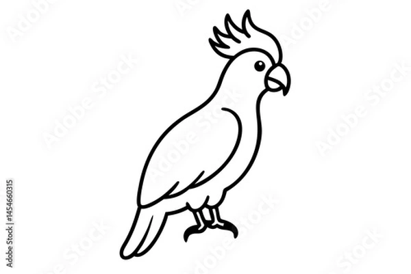 Fototapeta Minimalist Cockatoo Line Drawing – Elegant Bird Vector Art

