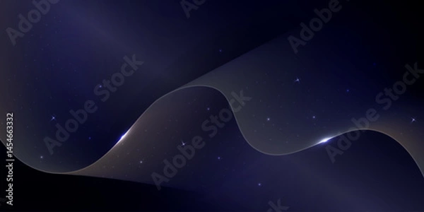 Fototapeta A glowing wave flows through a cosmic night sky filled with stars and serene dark tones.