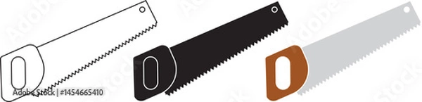Obraz Saw symbol silhouette, Hand Saw icon, vector design. Wood cutter vector, carpentry tools icon vector illustration.