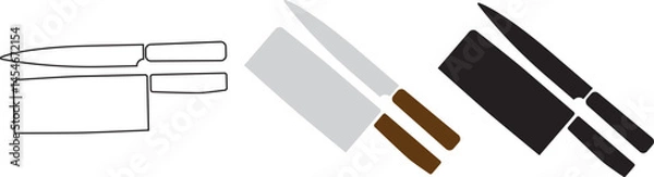 Obraz Set of different types of knives isolated on white background. Kitchen knives in flat style, Cooking utensils. Vector illustration of kitchen utensils