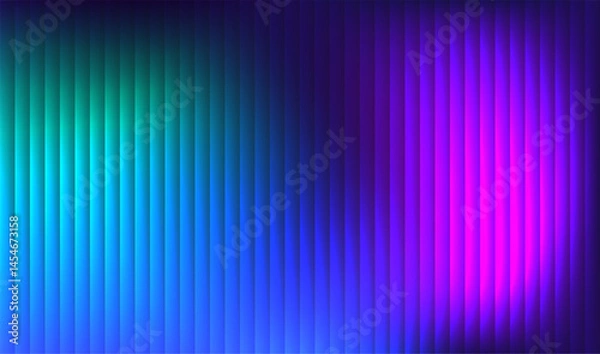 Fototapeta Reeded fractal neon glass texture abstract background with vibrant pastel gradients and bright smooth fluted vertical lines. Blue purple ribbed glass. Mesh gradient.