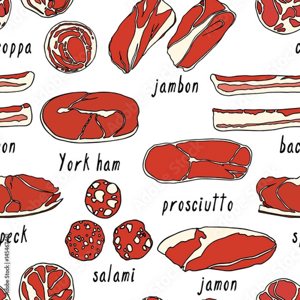Fototapeta Cured meats pattern