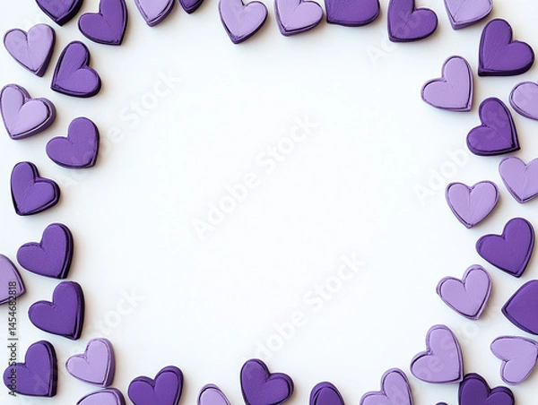 Fototapeta Purple Heart Frame  Romantic Background  Wedding  Valentine s Day  Love  Decor  Lilac  Lav