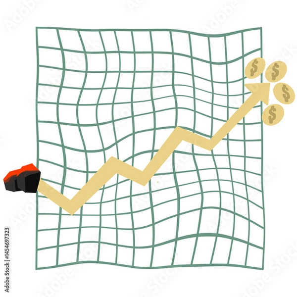 Obraz Visually represent growth and progress with this dynamic graphic illustration showcasing a clear path of escalation