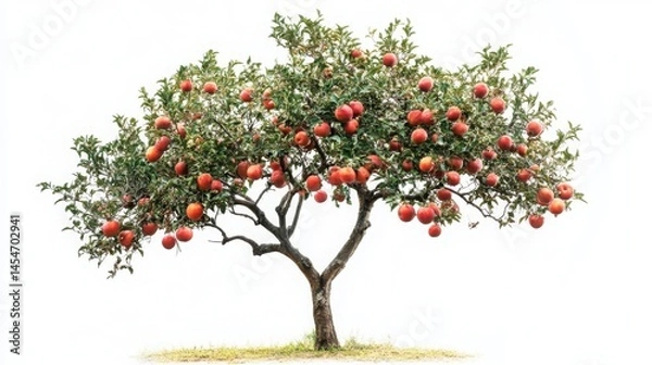 Fototapeta Apple Tree Abundant Red Apples Isolated White Background