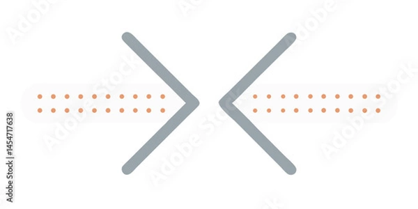 Fototapeta Two converging arrows with dotted paths in flat style