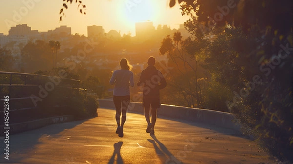 Fototapeta Couple Enjoying a Morning Run Together – Energetic, Healthy, and Motivational Start to the Day