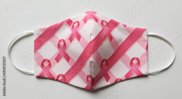 Obraz Pink Ribbon Face Mask Support Breast Cancer Awareness