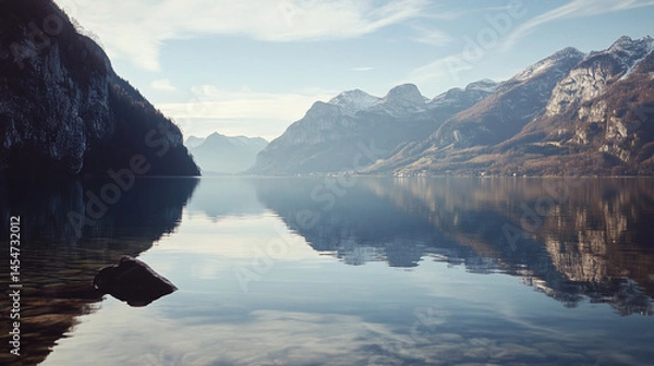 Fototapeta Serene Lakeside Mountain Reflection