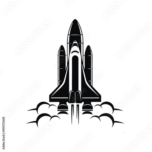 Fototapeta Iconic Black and White Space Shuttle Launch Illustration