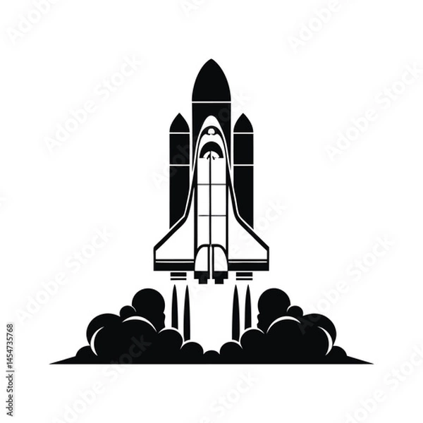 Obraz Iconic Black and White Space Shuttle Launch Illustration