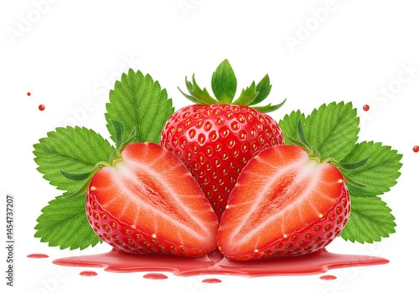 Obraz Close-up of fresh, juicy strawberries with a splash of red