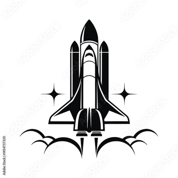Fototapeta Iconic Black and White Space Shuttle Launch Illustration