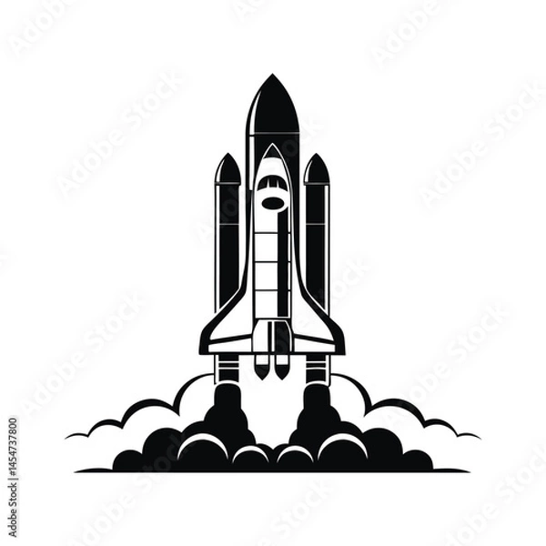 Fototapeta Iconic Black and White Space Shuttle Launch Illustration