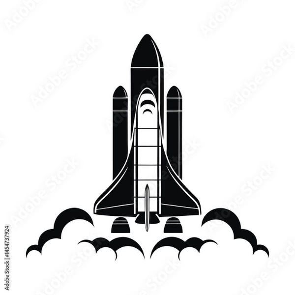Fototapeta Iconic Black and White Space Shuttle Launch Illustration