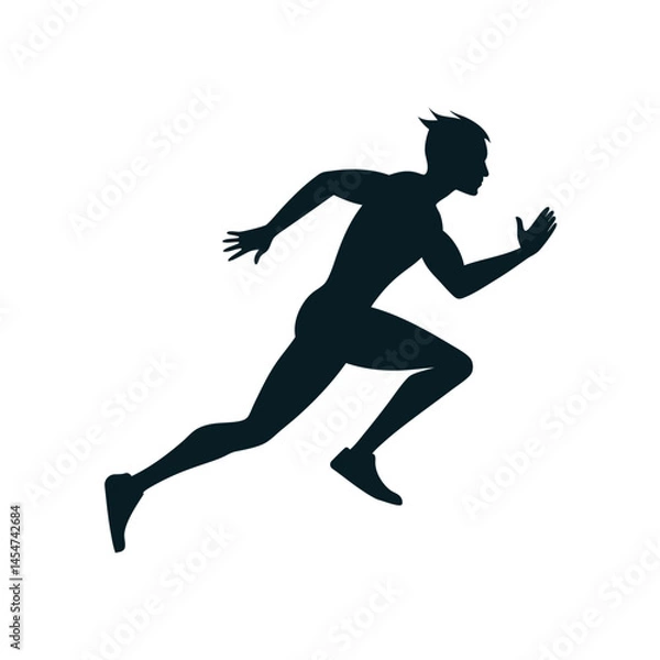 Fototapeta Sprinter Launching from Starting Block Silhouette Vector Image on White Background