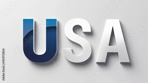 Fototapeta USA text design concept with creative typography showcasing national pride using red white and blue colors in a bold graphic layout.

