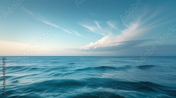 Fototapeta Middle of the sea with huge water and sky view.