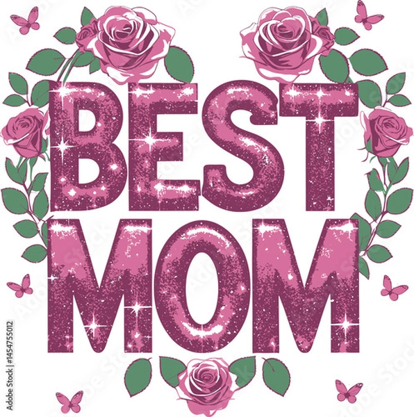 Fototapeta Best Mom Typography Vector Design for Mother's Day and Gift Projects

