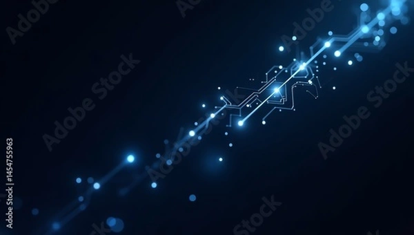 Fototapeta abstract blue background,Clean and modern Ai generated design showing AI and digital education interaction—floating tech icons, hand gesture, and futuristic learning environment in blue tones
