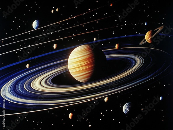 Fototapeta Stunning Planetary System  Cosmic Rings  Space Exploration  Celestial Bodies  Universe Art