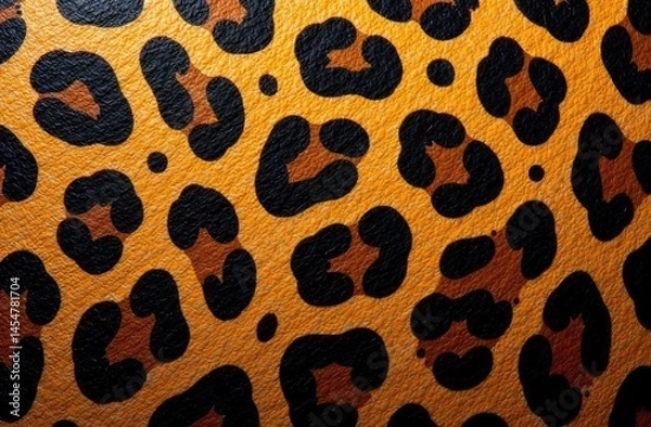 Fototapeta Soft fabric with brown leopard pattern. Fur animal print as background.