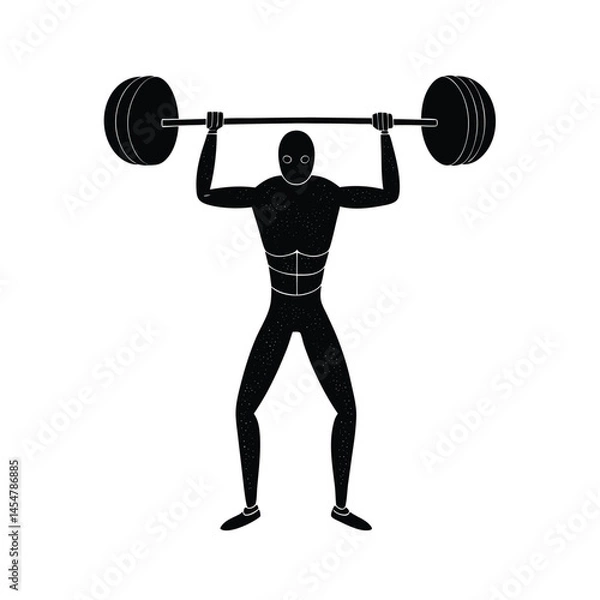 Fototapeta abstract human figure lifting weights vector art silhouette 