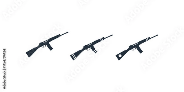 Fototapeta Minimal Rifle Icon Set Editable Vector Silhouettes of Military Guns